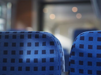 Close-up of seats in train