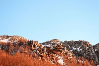 Scenic view of mountains against clear sky