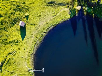 High angle view of man on land