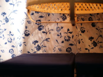 Close-up of open book on table at home