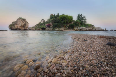 Scenic view of sea against clear sky