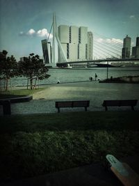 View of buildings against cloudy sky