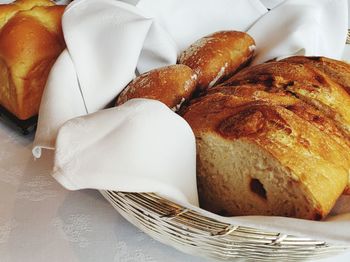 High angle view of breakfast on table