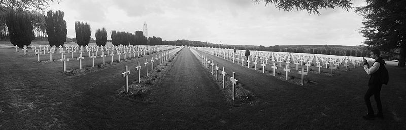 Panoramic view of cemetery against sky