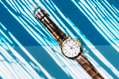 High angle view of clock on wall