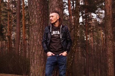 Young man in forest