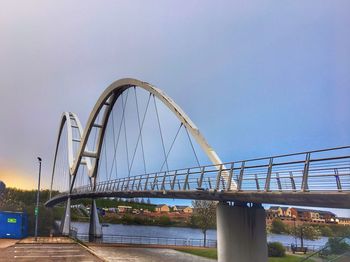 Low angle view of bridge against clear sky