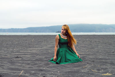 Beautiful woman relaxing at beach