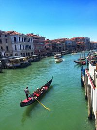 High angle view of boats in canal