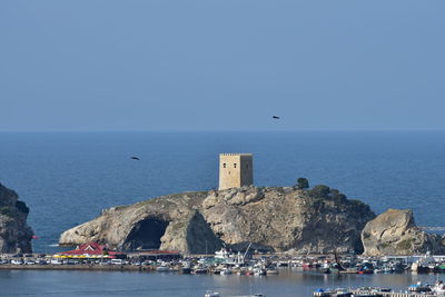 Scenic view of sea against clear sky