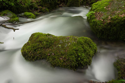 Water flowing through rocks