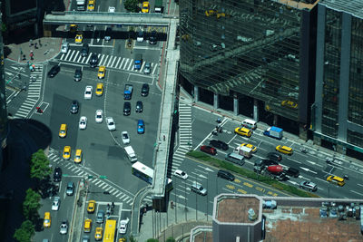 High angle view of city street