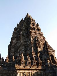 Low angle view of temple building against clear sky