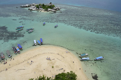 High angle view of people on beach