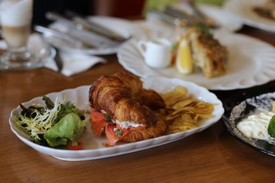 High angle view of meal served in plate