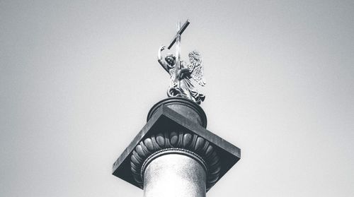 Low angle view of sculpture against clear sky