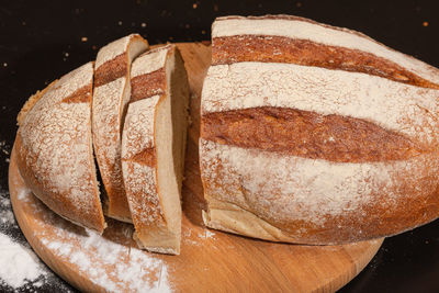 High angle view of bread in plate on table