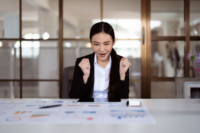 Businesswoman working at office