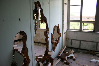 Close-up of abandoned window