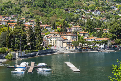 High angle view of lenno in the lake como