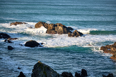 Scenic view of rocks in sea