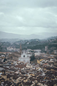 High angle view of buildings in city