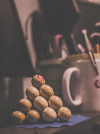 Close-up of balls on table