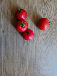 High angle view of tomatoes on table