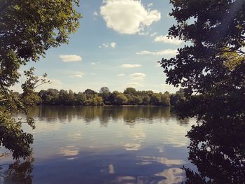 Scenic view of lake against sky