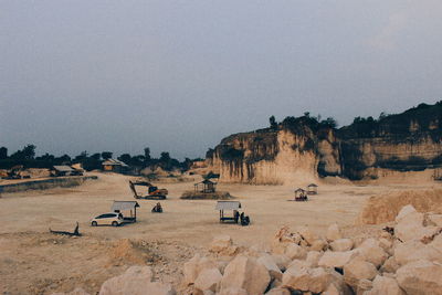 Scenic view of desert against clear sky