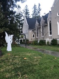 Lawn by building on field