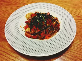 Close-up of food served in plate