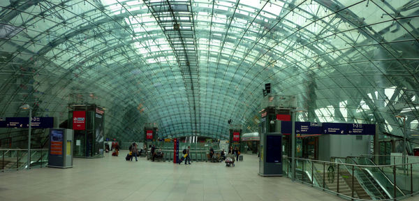 Interior of illuminated underground walkway