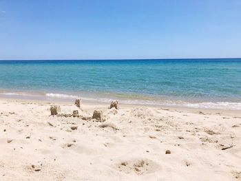 Scenic view of beach against clear sky