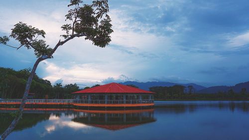 Scenic view of lake against sky