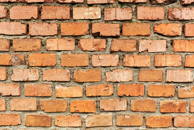 Full frame shot of old red brick wall background.