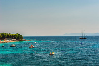 Scenic view of sea against clear sky