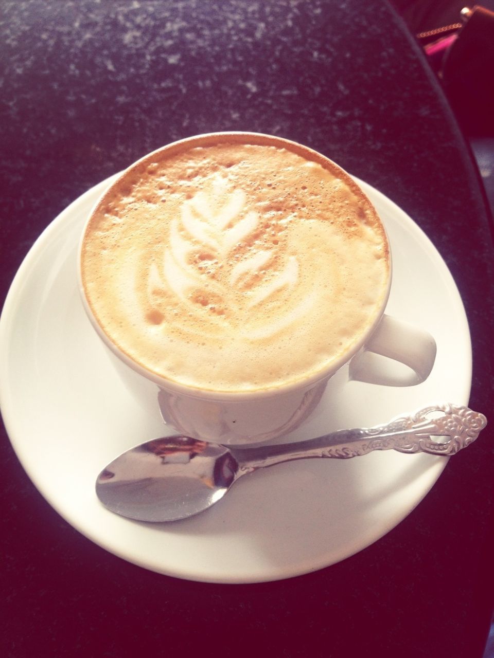 coffee cup, drink, food and drink, refreshment, coffee - drink, saucer, frothy drink, freshness, indoors, coffee, cappuccino, table, froth art, still life, spoon, cup, close-up, high angle view, beverage, latte