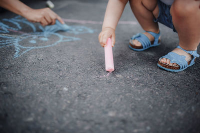 Low section of people on street