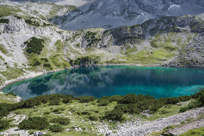 Scenic view of lake and mountains