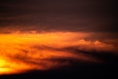 Low angle view of cloudy sky during sunset