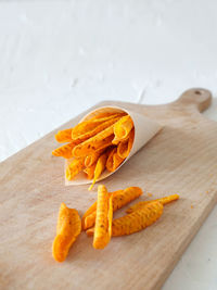 Close-up of food on cutting board