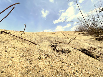 Scenic view of land against sky