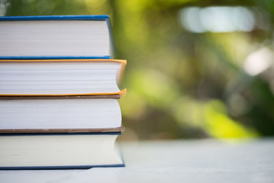 Close-up of books on table