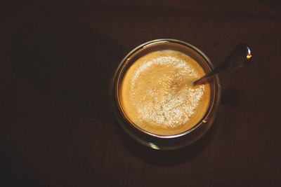 High angle view of coffee on table