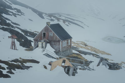 Snow covered ghost town, greenland