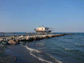 Scenic view of sea against clear sky