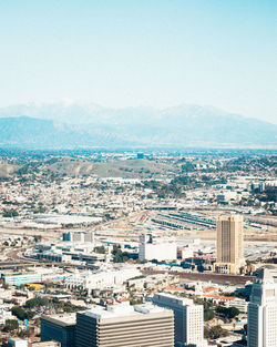 High angle view of townscape against sky