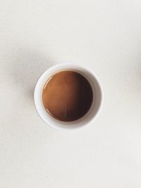 Directly above shot of coffee cup on white background