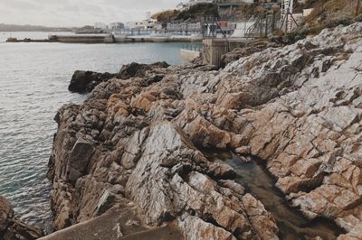 Rock formation on beach